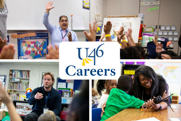 A collage of teachers working with students in the classroom A collage of teachers working with students in the classroom